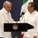 El presidente de México, Andrés Manuel López Obrador, y de Colombia, Gustavo Petro, durante la clausura de la Conferencia Latinoamericana y del Caribe sobre Drogas "Por la vida, la paz y el desarrollo".