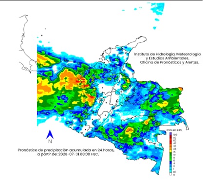 Mapa del clima del viernes 31 de julio.