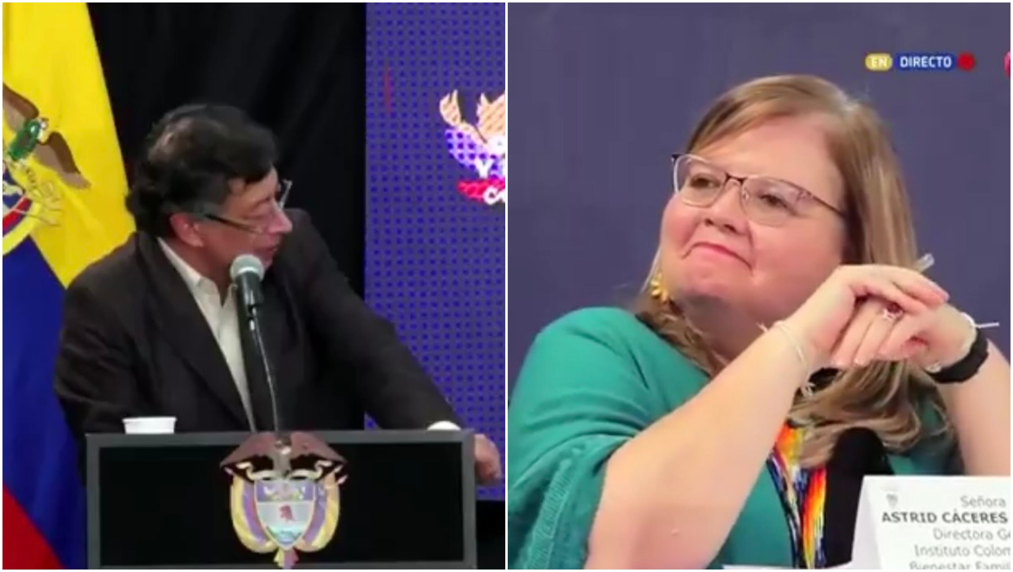 Episodio entre el presidente Gustavo Petro y la directora del ICBF, Astrid Cáceres, impactó a los asistentes a un evento del Gobierno.