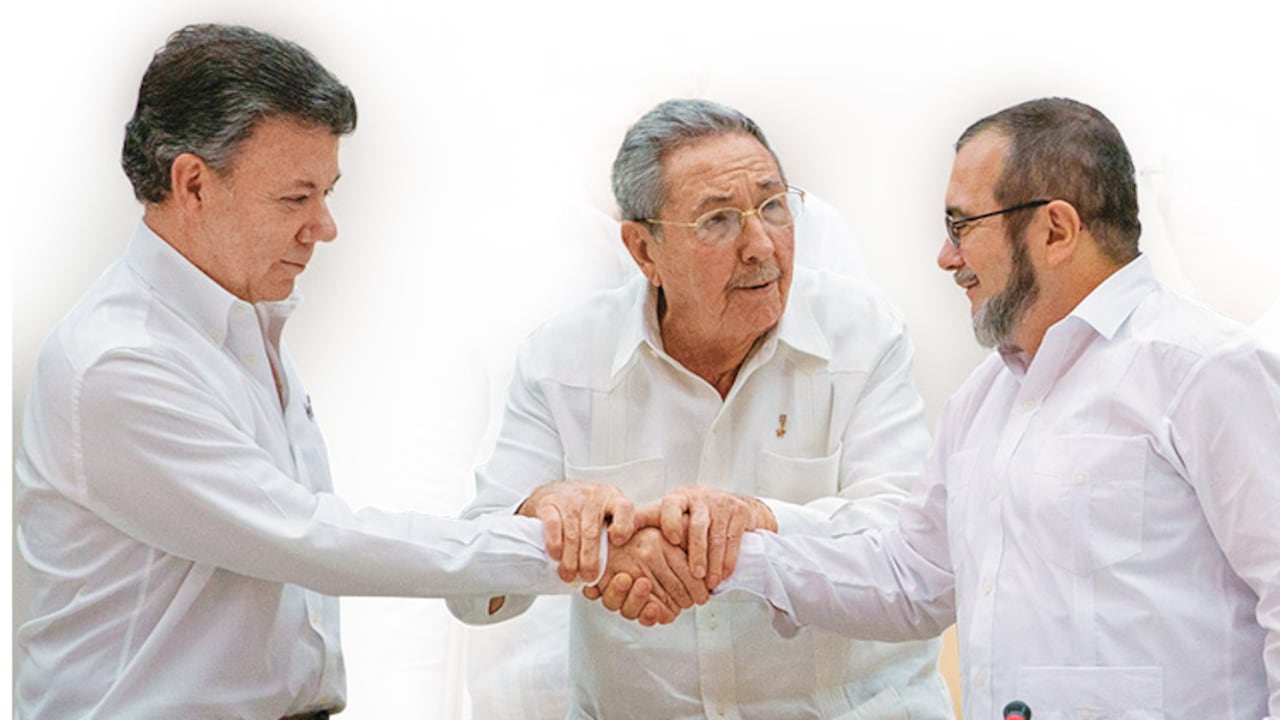 Juan Manuel Santos y Timochenko.