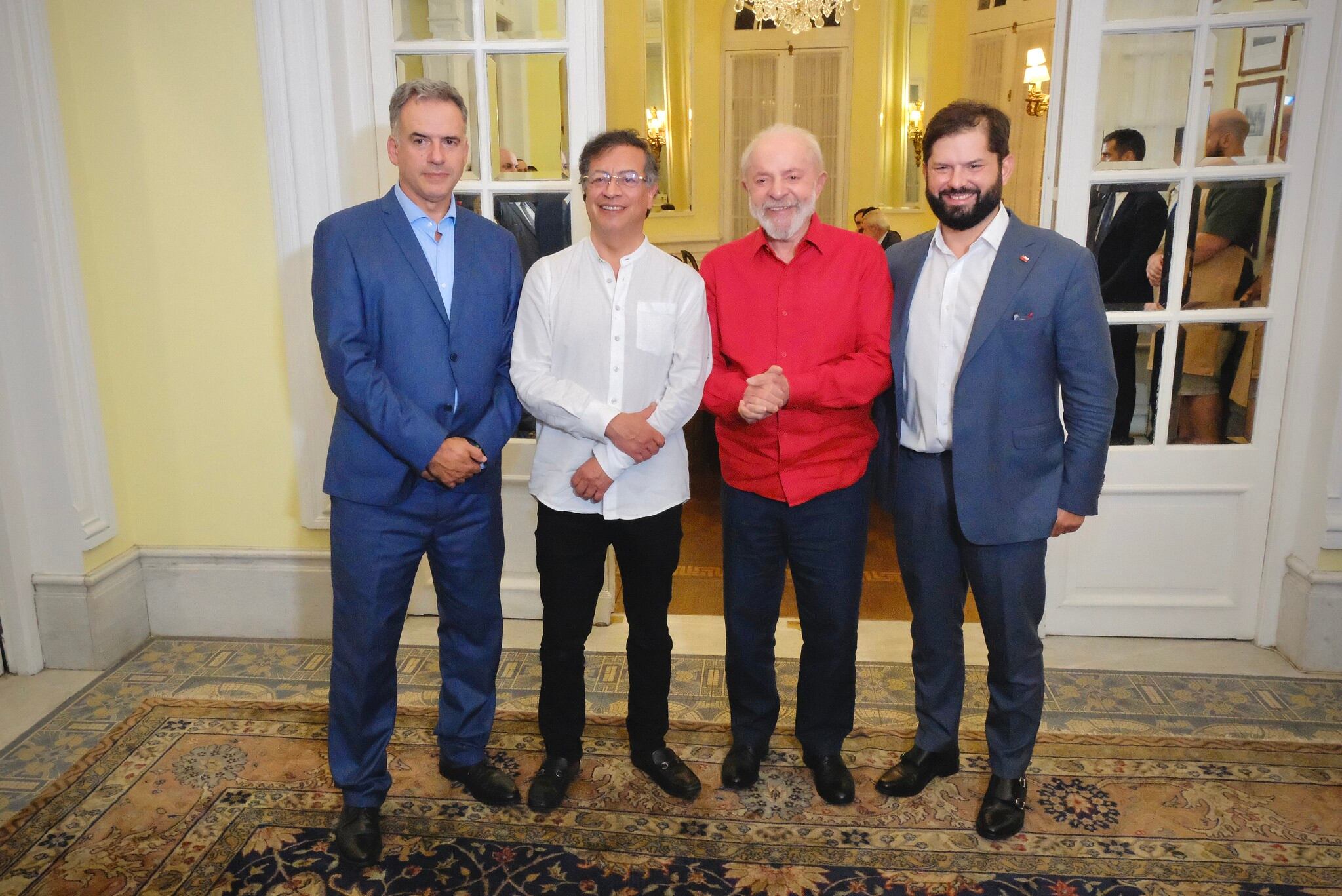 Encuentro entre los presidentes de Brasil, Luis Inácio Lula da Silva; de Colombia, Gustavo Petro Urrego; de Chile, Gabriel Boric; y de Uruguay, Yamandú Orsi.