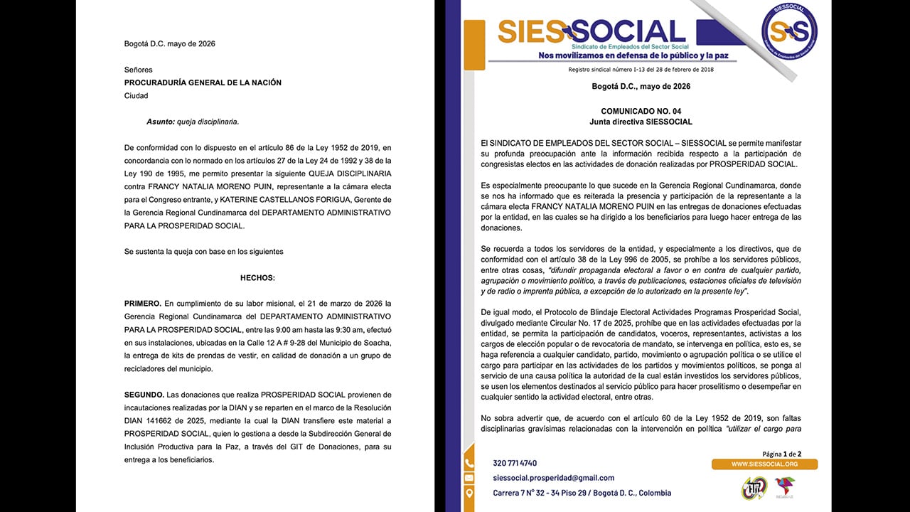 Documento de la queja disciplinaria contra la funcionaria pública.