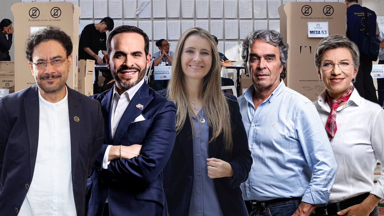 Iván Cepeda, Abelardo de la Espriella, Paloma Valencia, Sergio Fajardo y Claudia López.