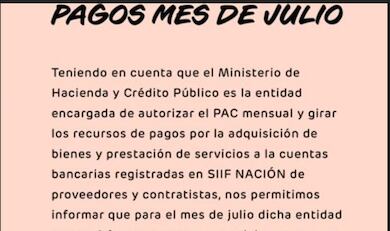 Mensaje interno que les llegó a proveedores y contratistas de MinTransporte