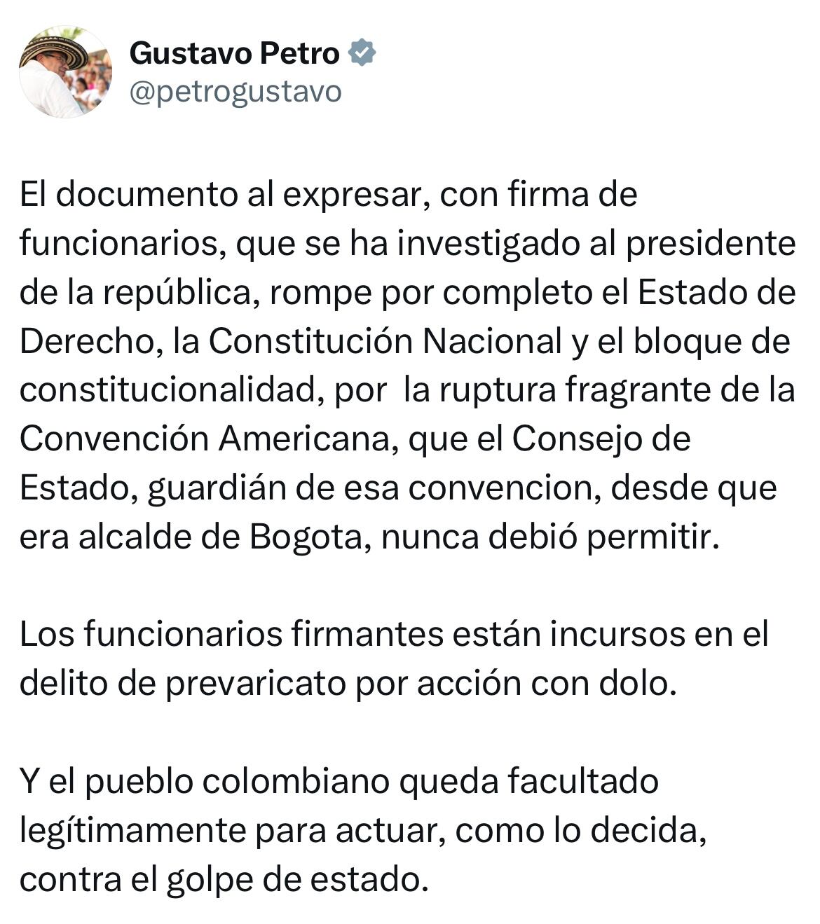 Mensaje presidente Gustavo Petro