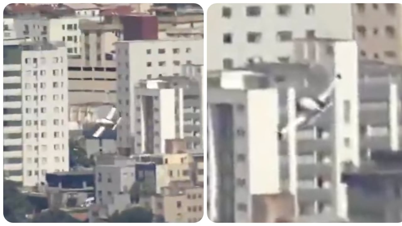 La avioneta se estrelló en un edificio de apartamentos