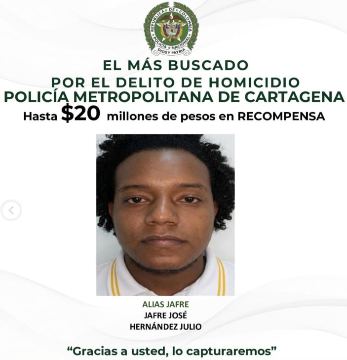 Jafre José Hernández, buscado por asesinato de un hincha del Junior en Cartagen.a