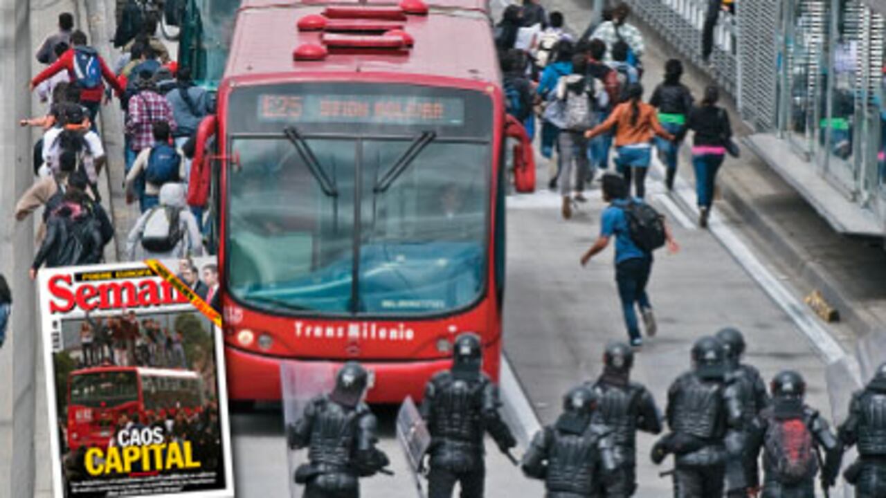 El descontento generalizado con el mal servicio de TransMilenio fue aprovechado por un grupo de manifestantes que chocaron violentamente contra la Policía.