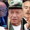 Néstor Humberto Martínez, ex fiscal general de la Nación; Álvaro Leyva, canciller; Manuel Marulanda Vélez, alias Tirofijo, jefe de las Farc fallecido; y el expresidente Andrés Pastrana, respectivamente
