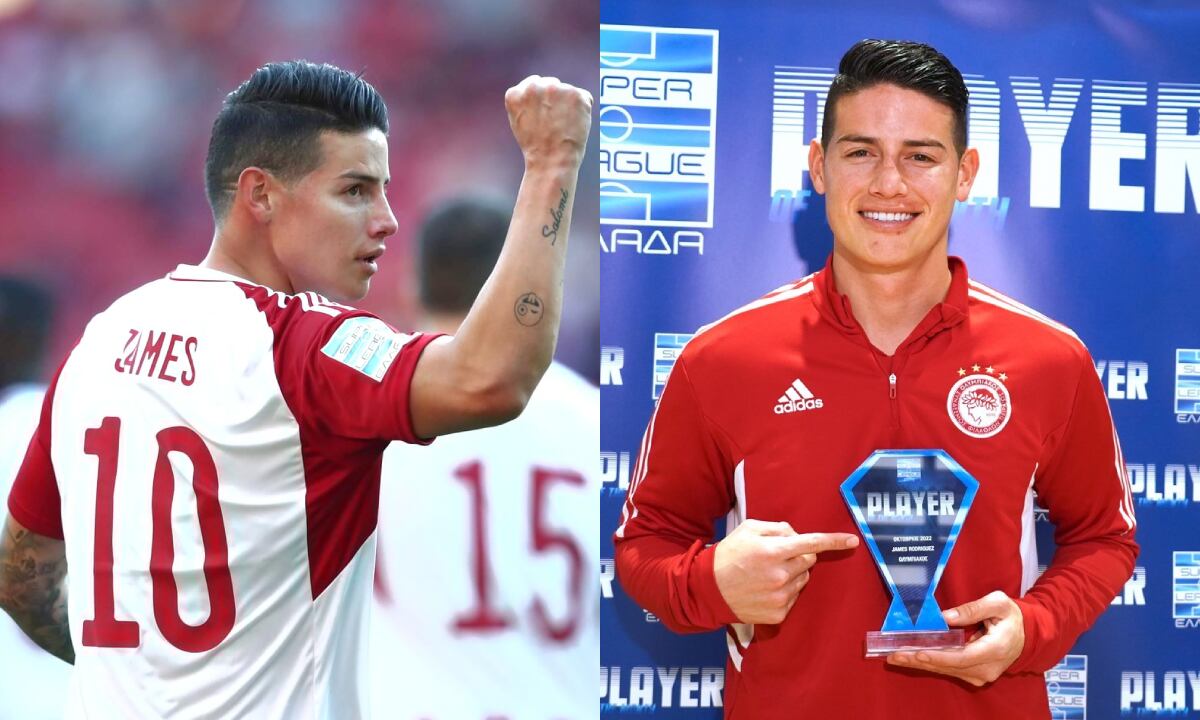 James Rodríguez. Foto: Twitter Olympiacos FC (@olympiacosfc)//Twitter Super League Greece (@Super_League_GR).