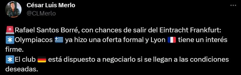 Trino de César Luis Merlo sobre Santos Borré.