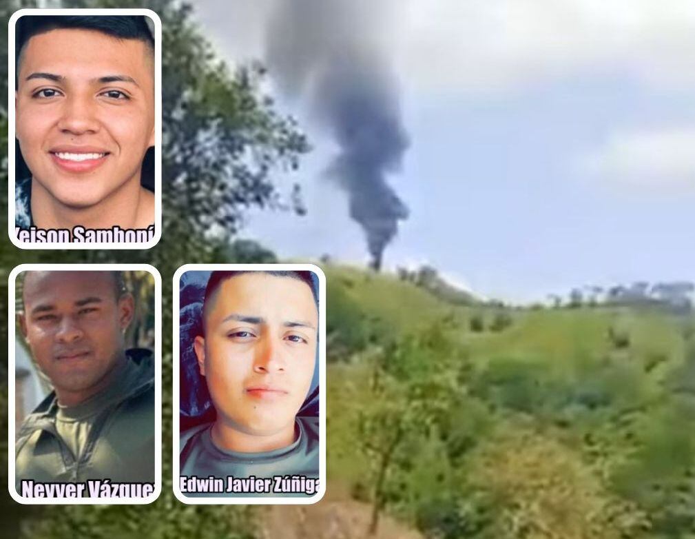 Edwin Javier Zúñiga Galíndez, Neyver Vásquez y Yeison Samboní son los jóvenes de los municipios caucanos de Bolívar, Santander de Quilichao y Balboa que perdieron la vida en el ataque a un helicóptero en Amalfi, Antioquia.