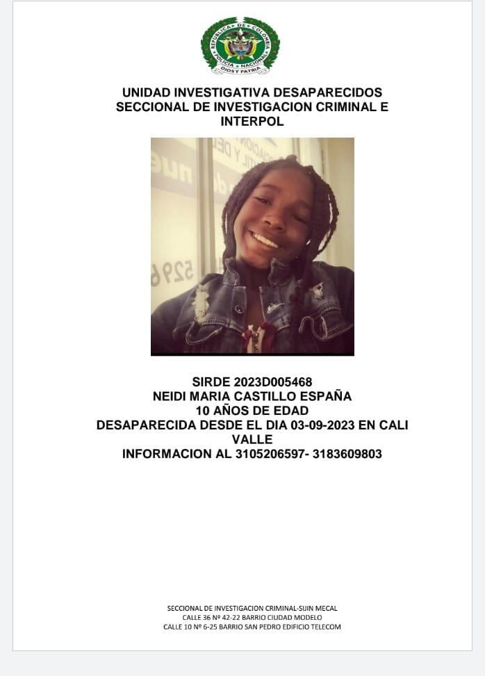 Nidia María se desapareció en Cali. Unos indígenas se la habrían llevado.