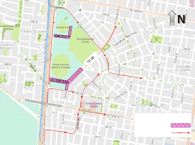 Mapa 1. Desvíos, sentido sur - oriente