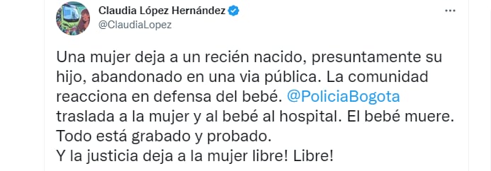 trino indignada Claudia López