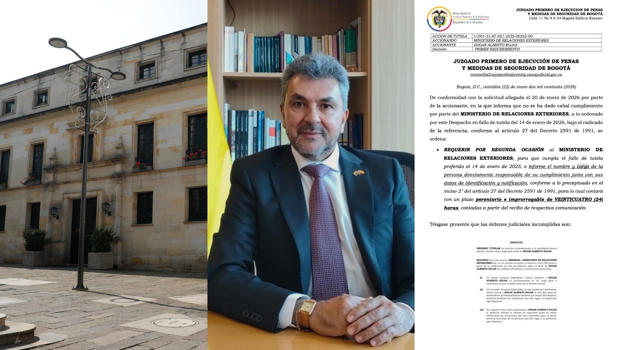 Cancillería no acata tutela que pide reintegrar al excónsul de Bilbao.