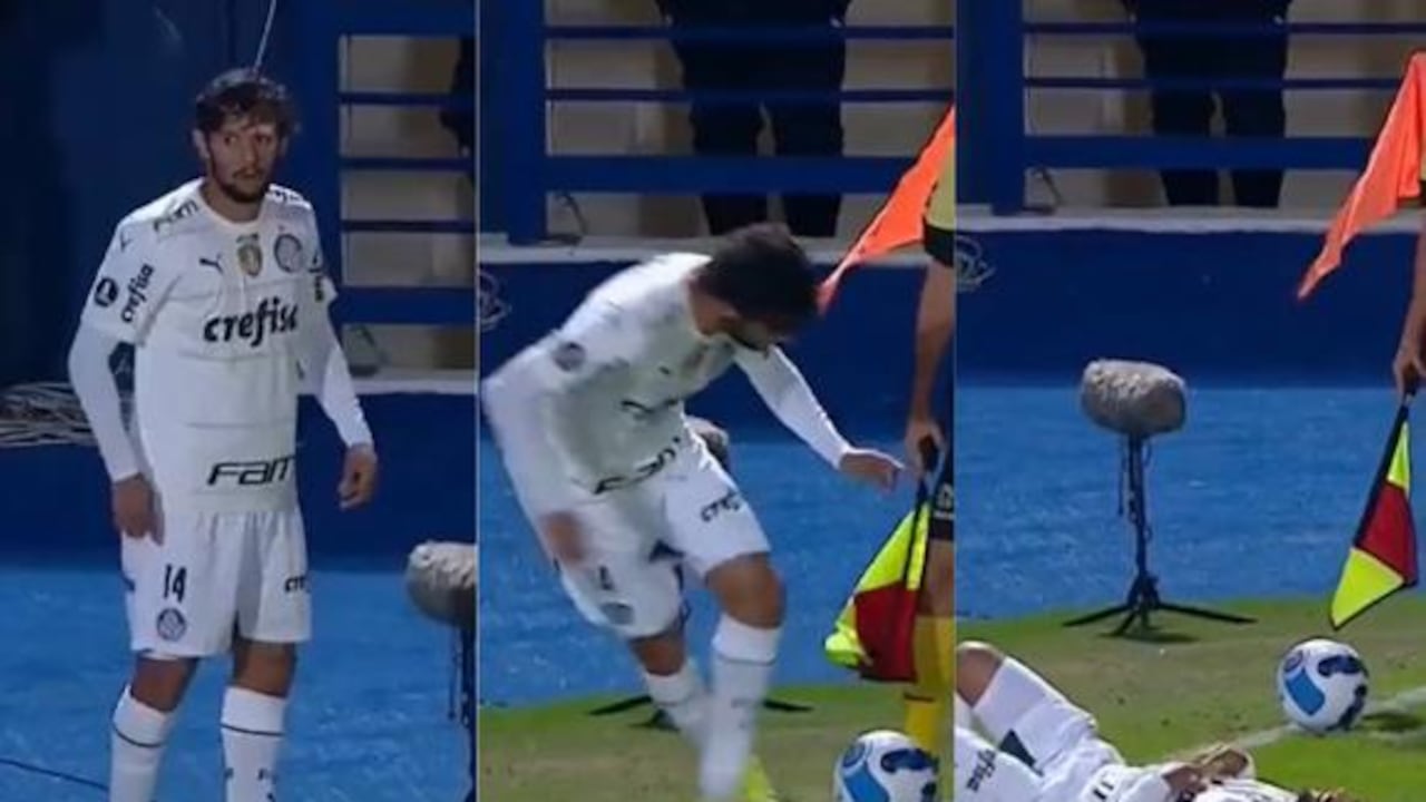 Gustavo Scarpa, de Palmeiras, protagonizó el blooper de la jornada en Copa Libertadores. Foto: Captura de pantalla ESPN.