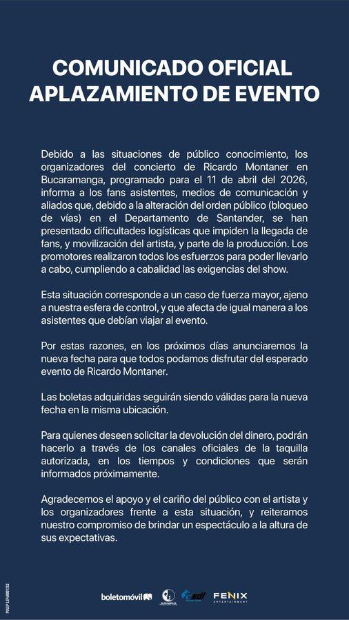 La decisión se debió a problemas de orden público en el departamento de Santander.