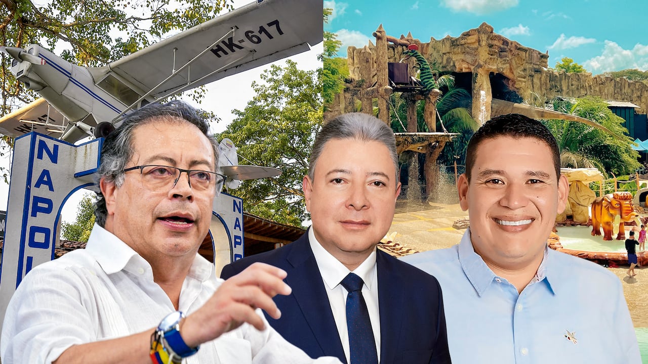 La economía de Puerto Triunfo, Antioquia, se mueve por la Hacienda Nápoles. Si el Gobierno insiste en entregar los predios a las víctimas, ¿de qué vivirá el municipio? En la foto: Gustavo Petro, el senador Nicolás Echeverry y Fraklin Portillo, alcalde de Puerto Triunfo.