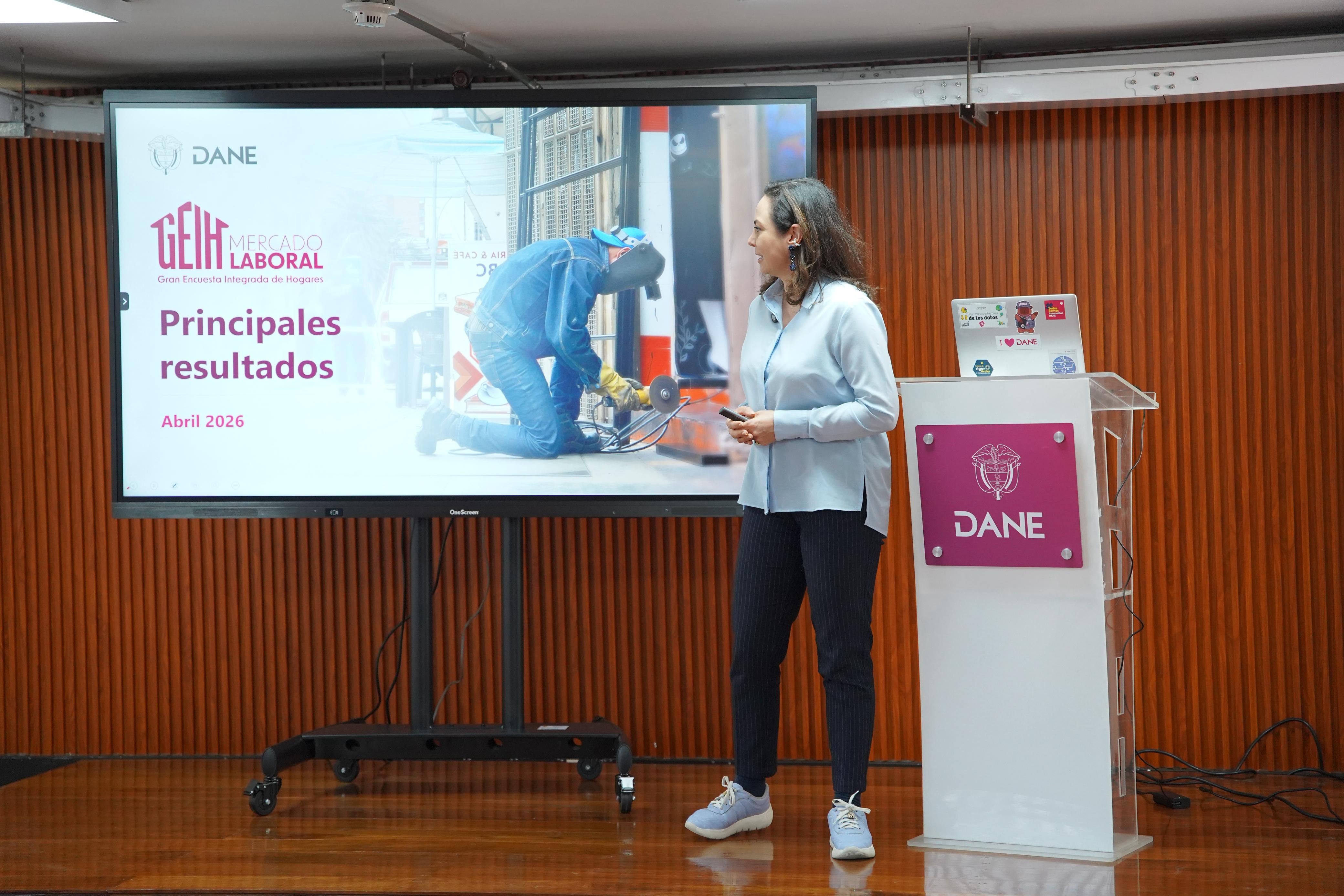 Piedad Urdinola, directora del Dane, durante la presentación de los resultados del desempleo en abril de 2026.