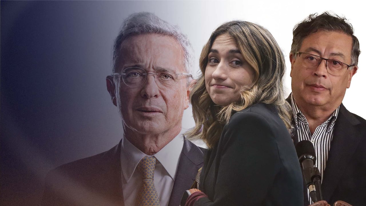 Álvaro Uribe, expresidente de Colombia; Laura Sarabia, canciller entrante y Gustavo Petro, presidente de Colombia