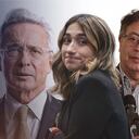 Álvaro Uribe, expresidente de Colombia; Laura Sarabia, canciller entrante y Gustavo Petro, presidente de Colombia