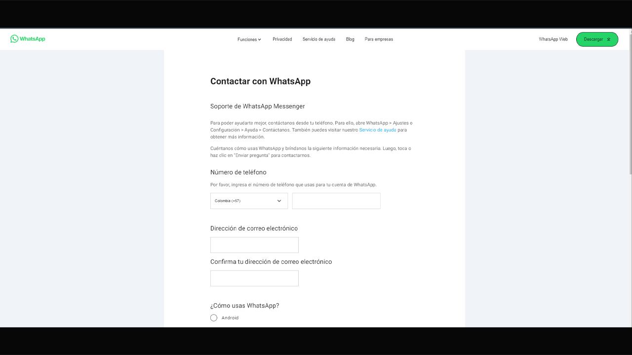 Servicio oficial de atención de WhatsApp.