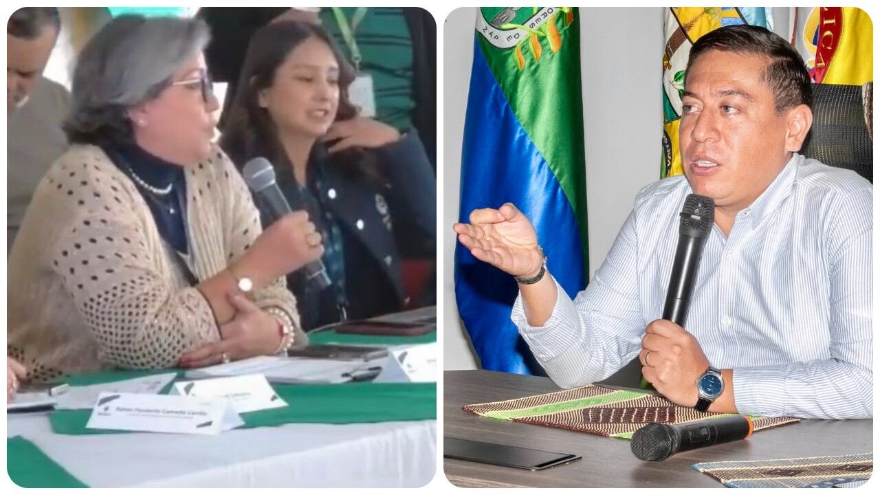 La procuradora Alicia López y el gobernador Carlos Amaya.