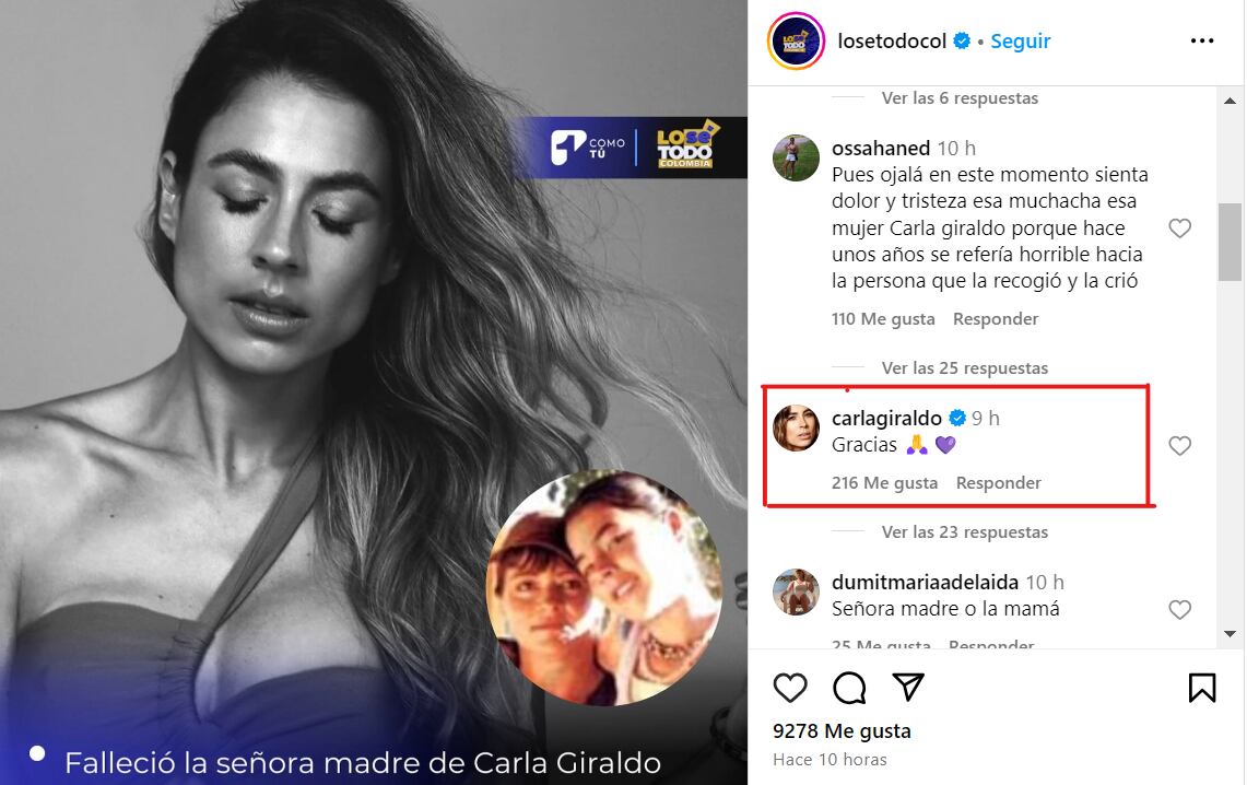 El programa Lo sé todo confirmó que la madre adoptiva de Carla falleció en las últimas horas.