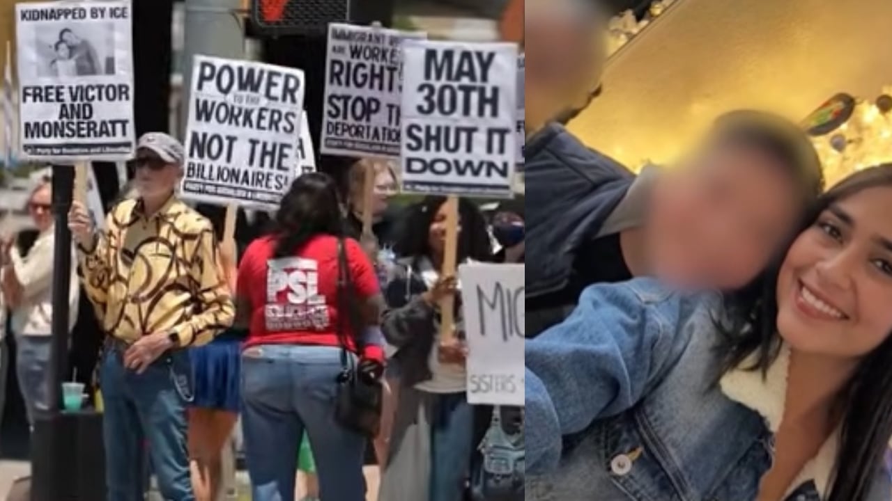 Protestas en Texas por la detención de una mujer venezolana y sus dos hijos menores de edad.