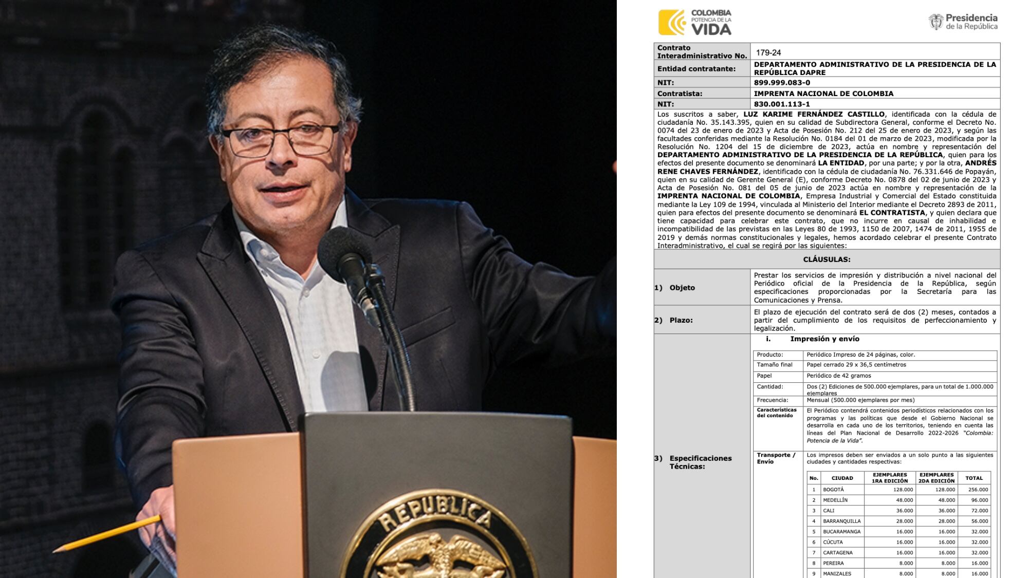 Contrato de las nuevas ediciones del periódico 'Vida'.