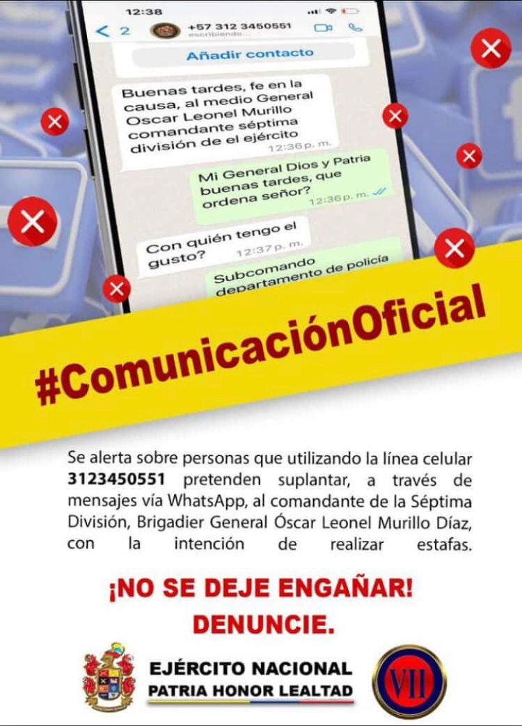 Están suplantando a un general del Ejército para estafar incautos