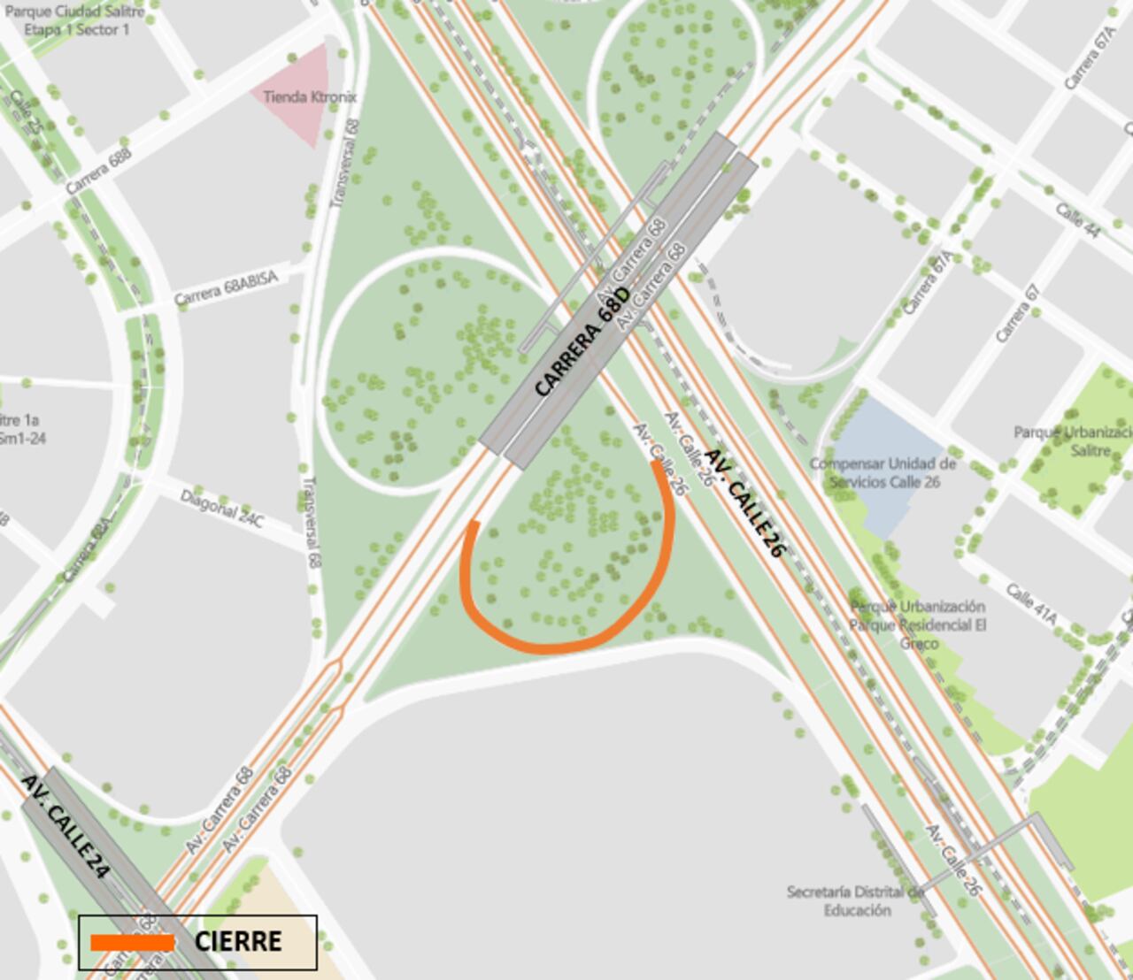 Cierres viales en Bogotá