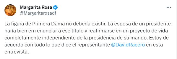 Margarita Rosa sobre las primeras damas.