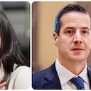 La líder opositora venezolana María Corina Machado y el senador de Estados Unidos Bernie Moreno.