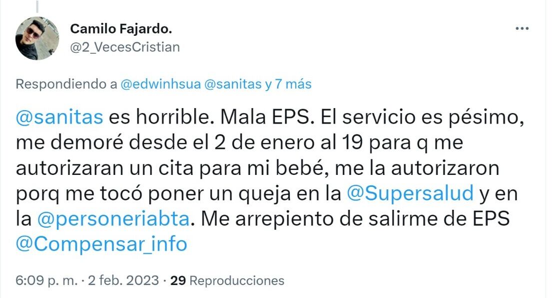 Comentarios sobre la atención de la EPS.