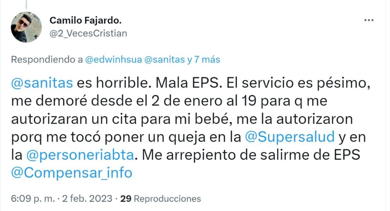Comentarios sobre la atención de la EPS.