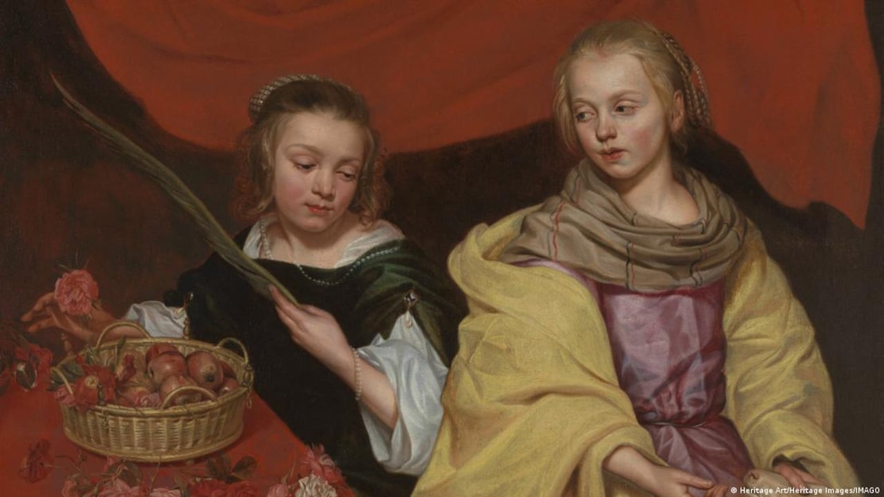 La obra 'Dos muchachas como Santa Inés y Santa Dorotea' (ca. 1650) muestra la versatilidad técnica y el dominio del color de Michaelina Wautier en la pintura barroca flamenca. Imagen: Heritage Art/Heritage Images/IMAGO