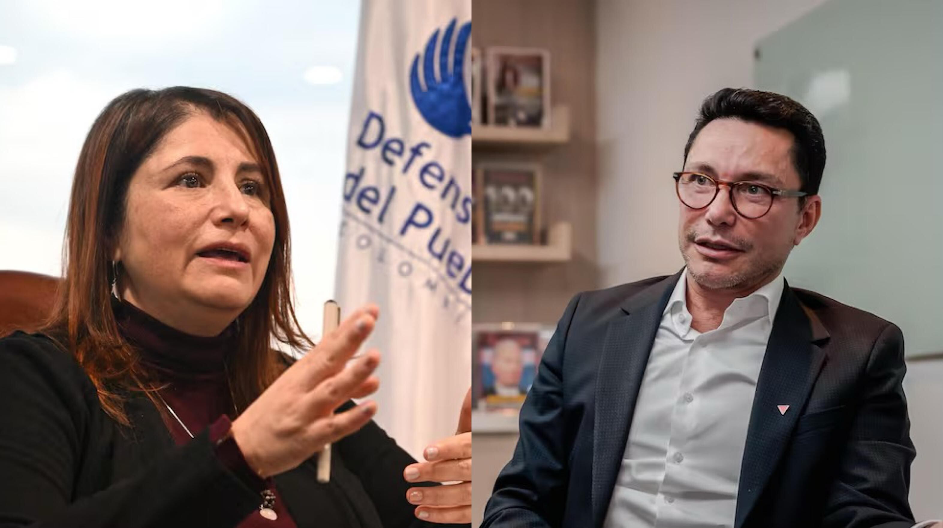 Iris Marín Ortiz, Defensora del Pueblo, y Carlos Caicedo, candidato a la presidencia.