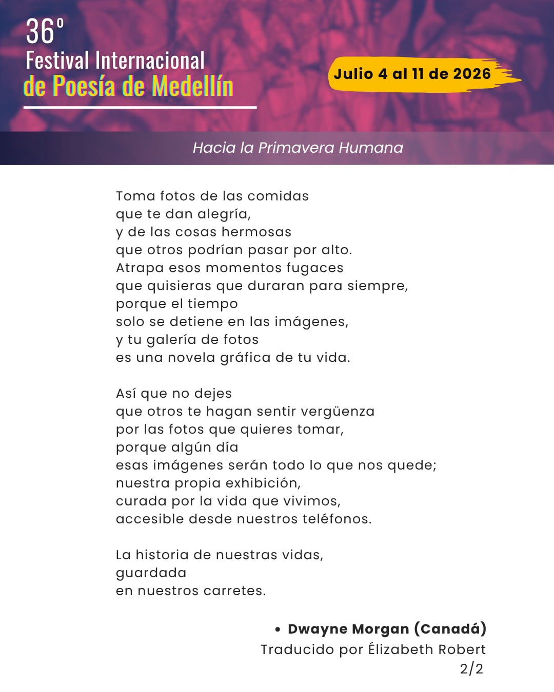 Versos de invitados al 36º FIPMed.