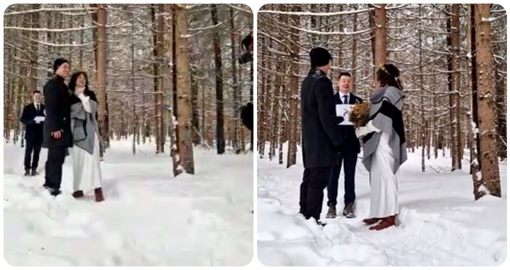 Andrés Petro y su novia en el matrimonio.