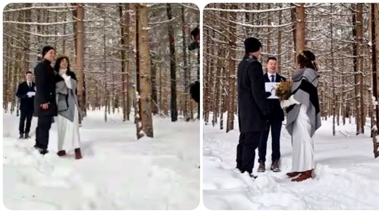 Andrés Petro y su novia en el matrimonio.