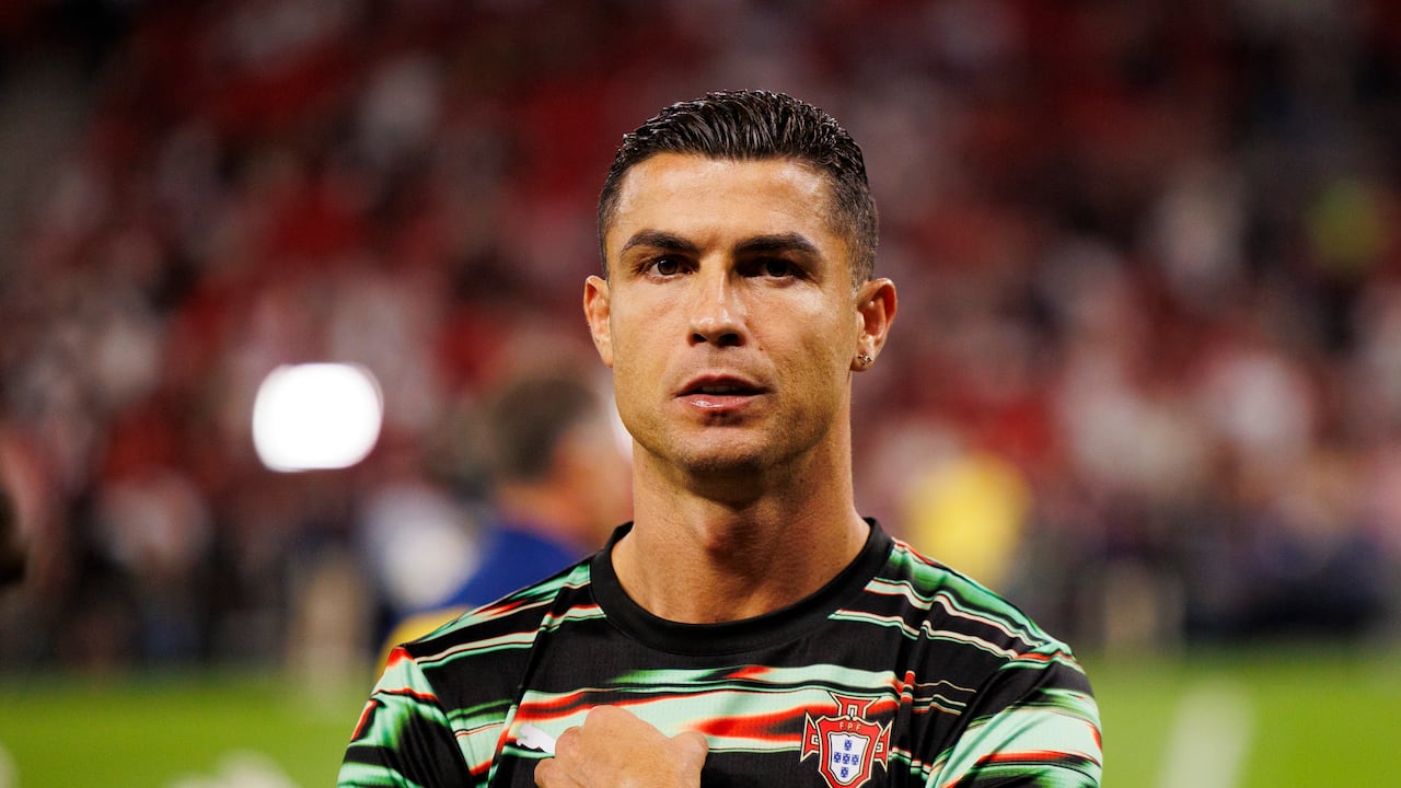 BUDAPEST, HUNGARY - SEPTEMBER 9: Cristiano Ronaldo of Portugal warming up prior to the FIFA World Cup 2026 qualifier match between Hungary and Portugal at Puskas Arena on September 9, 2025 in Budapest, Hungary. (Photo by Maciej Rogowski/Eurasia Sport Images/Getty Images)