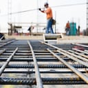 This rebar infrastructure will form the support for the concrete floor. This high rise will eventually be 35 stories high; the picture was taken on the ninth floor.