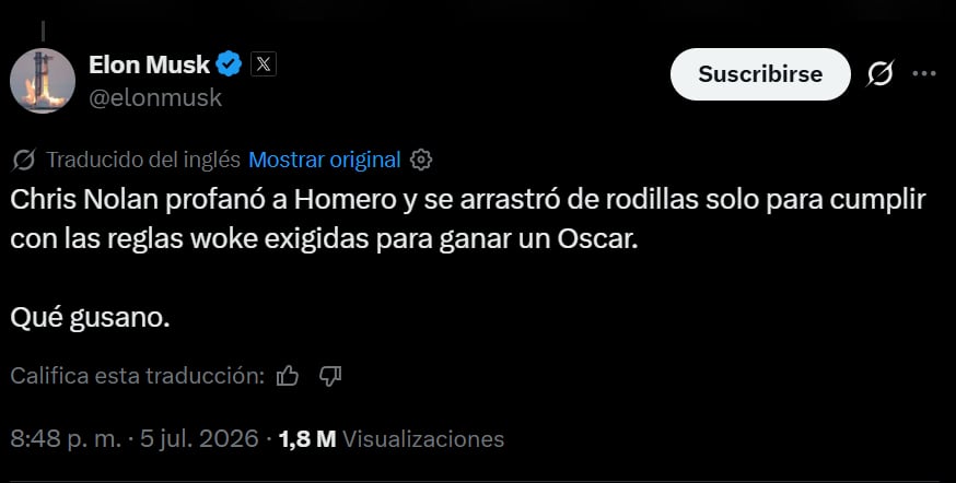 Las críticas del magnate se centraron en el elenco de la película y en su visión del clásico griego.