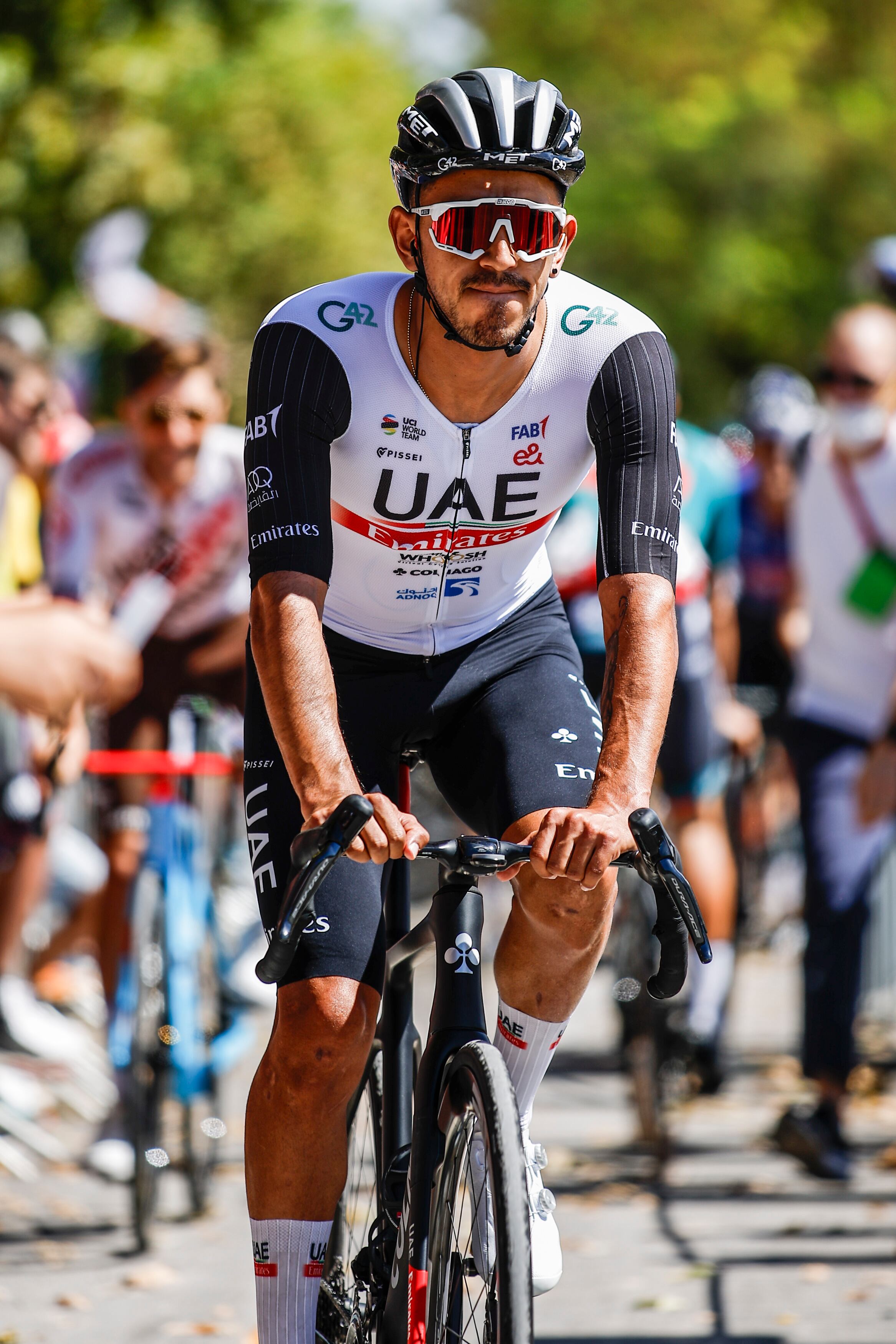 Sebastian Molano of UAE Team Emirates during the La Vuelta 23 Stage 2 from Suria to Andorra of the 78th Tour of Spain 2023. on August 28, 2023 in Barcelona, Spain.  (Photo by Gongora/NurPhoto via Getty Images)
