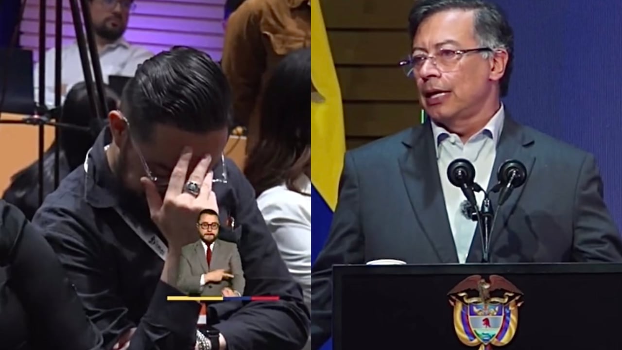 Asistente a un evento del Gobierno y el presidente Gustavo Petro