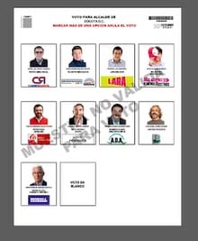 Tarjetón candidatos a la Alcaldía de Bogotá.