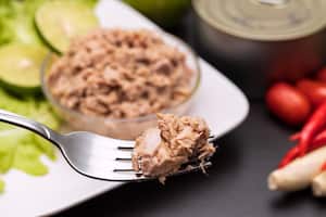 La lata de atún suele incluirse en una dieta balanceada.