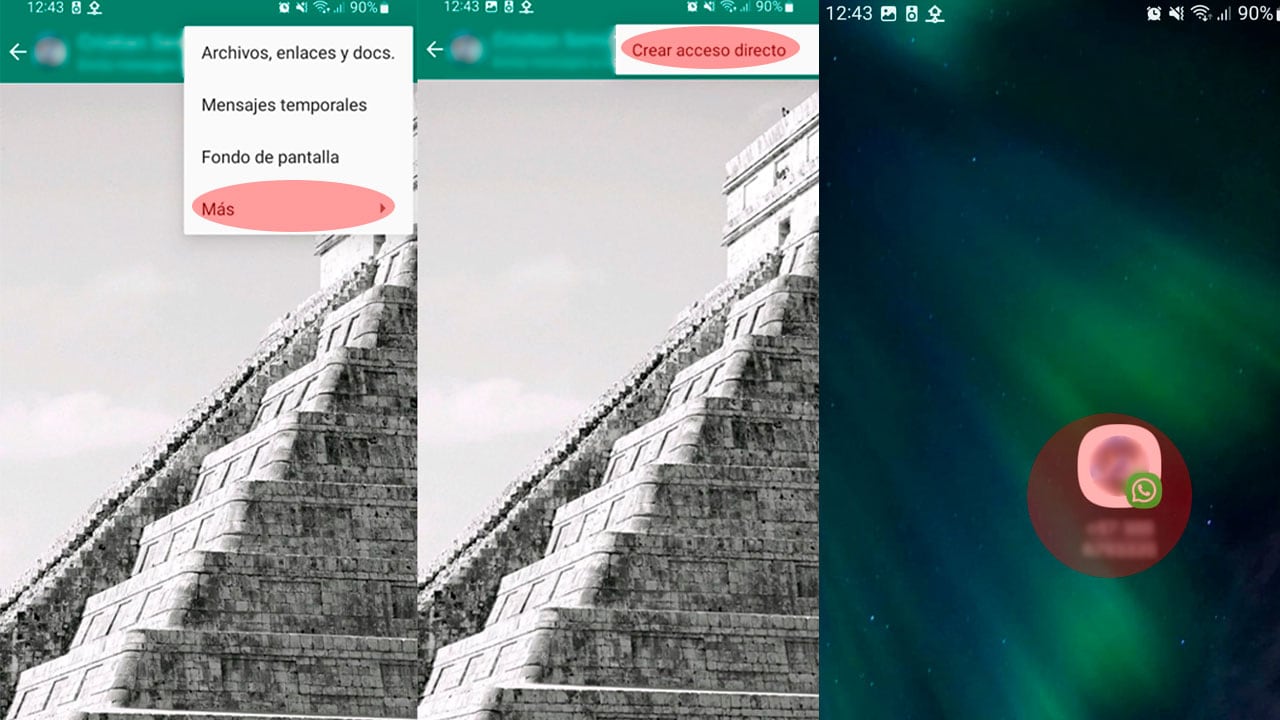 Acceso directo de los chats de WhatsApp